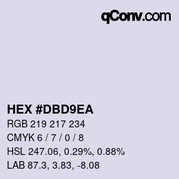 Color code: HEX #DBD9EA | qconv.com