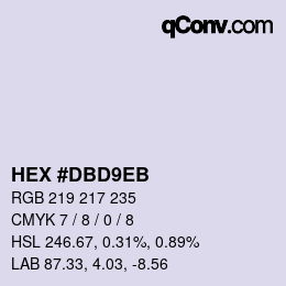 Color code: HEX #DBD9EB | qconv.com