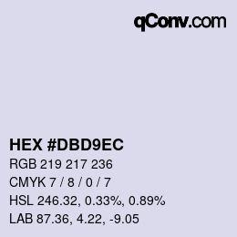 颜色代码: HEX #DBD9EC | qconv.com