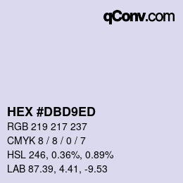 颜色代码: HEX #DBD9ED | qconv.com