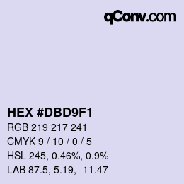 Color code: HEX #DBD9F1 | qconv.com