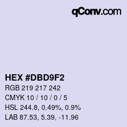 Color code: HEX #DBD9F2 | qconv.com