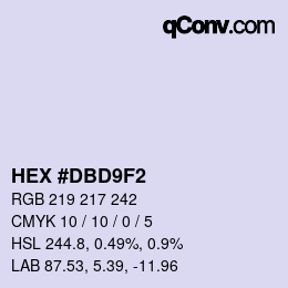 颜色代码: HEX #DBD9F2 | qconv.com