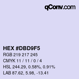 Color code: HEX #DBD9F5 | qconv.com