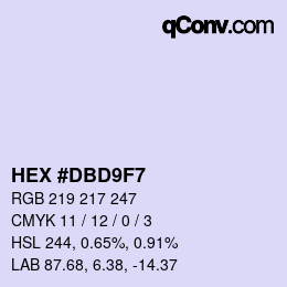 Farbcode: HEX #DBD9F7 | qconv.com