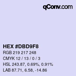 颜色代码: HEX #DBD9F8 | qconv.com