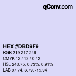 Color code: HEX #DBD9F9 | qconv.com