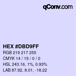 Color code: HEX #DBD9FF | qconv.com