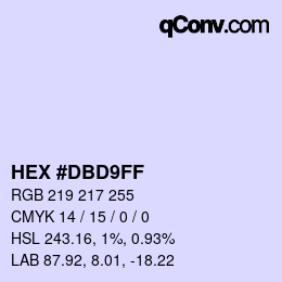 カラーコード: HEX #DBD9FF | qconv.com