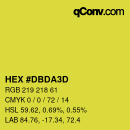 颜色代码: HEX #DBDA3D | qconv.com