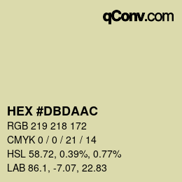 カラーコード: HEX #DBDAAC | qconv.com