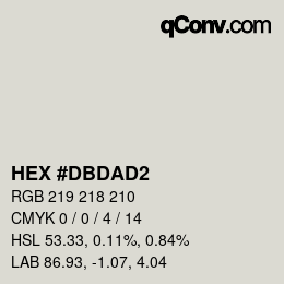 Color code: HEX #DBDAD2 | qconv.com