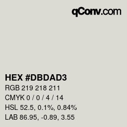 颜色代码: HEX #DBDAD3 | qconv.com