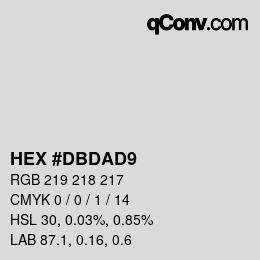 颜色代码: HEX #DBDAD9 | qconv.com