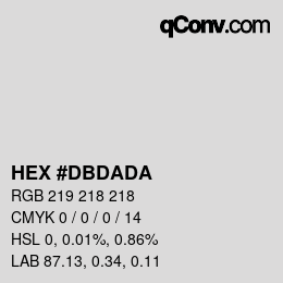 カラーコード: HEX #DBDADA | qconv.com
