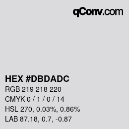 カラーコード: HEX #DBDADC | qconv.com