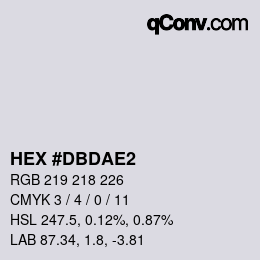 Color code: HEX #DBDAE2 | qconv.com