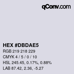 Color code: HEX #DBDAE5 | qconv.com