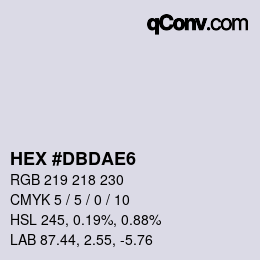 カラーコード: HEX #DBDAE6 | qconv.com