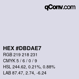 Color code: HEX #DBDAE7 | qconv.com