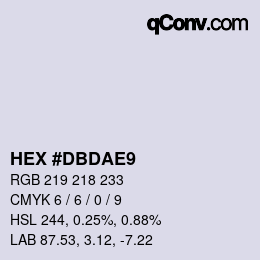 Color code: HEX #DBDAE9 | qconv.com