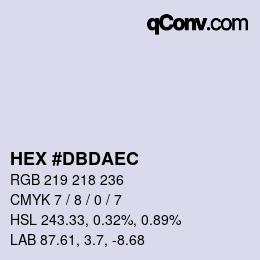 カラーコード: HEX #DBDAEC | qconv.com