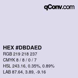 カラーコード: HEX #DBDAED | qconv.com