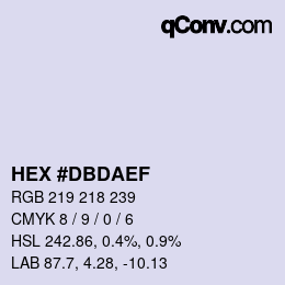 Color code: HEX #DBDAEF | qconv.com