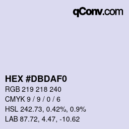 Color code: HEX #DBDAF0 | qconv.com