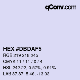 Color code: HEX #DBDAF5 | qconv.com