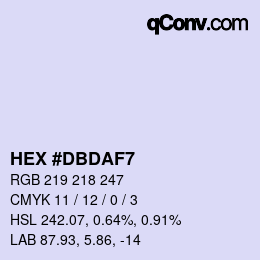 颜色代码: HEX #DBDAF7 | qconv.com