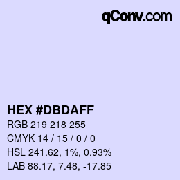 Color code: HEX #DBDAFF | qconv.com