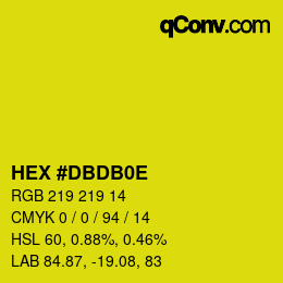 Color code: HEX #DBDB0E | qconv.com