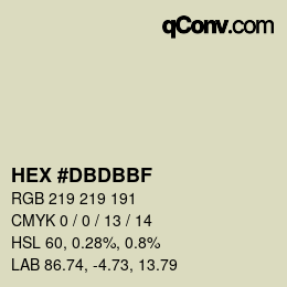 颜色代码: HEX #DBDBBF | qconv.com