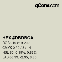 カラーコード: HEX #DBDBCA | qconv.com
