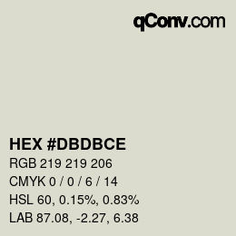 カラーコード: HEX #DBDBCE | qconv.com
