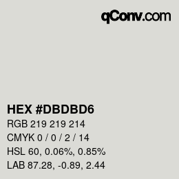 Farbcode: HEX #DBDBD6 | qconv.com