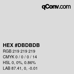 颜色代码: HEX #DBDBDB | qconv.com