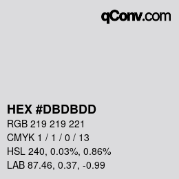 カラーコード: HEX #DBDBDD | qconv.com