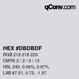 カラーコード: HEX #DBDBDF | qconv.com