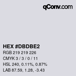 カラーコード: HEX #DBDBE2 | qconv.com