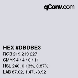 カラーコード: HEX #DBDBE3 | qconv.com