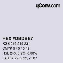 颜色代码: HEX #DBDBE7 | qconv.com