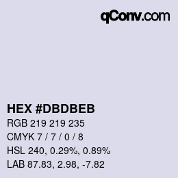 颜色代码: HEX #DBDBEB | qconv.com