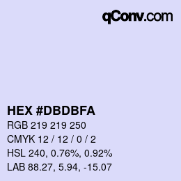 カラーコード: HEX #DBDBFA | qconv.com