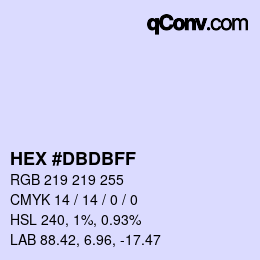 カラーコード: HEX #DBDBFF | qconv.com