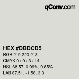 Farbcode: HEX #DBDCD5 | qconv.com