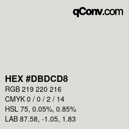 颜色代码: HEX #DBDCD8 | qconv.com