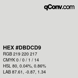 颜色代码: HEX #DBDCD9 | qconv.com