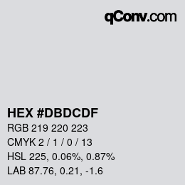 Color code: HEX #DBDCDF | qconv.com